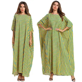 Muslim Women Long Dress Stripes Bat Sleeve Loose Casual Islamic Kaftan Maxi Robe Arab O-neck Ankle-length Dresses Long Sleeve
Muslim Women Long Dress Stripes Bat Sleeve Loose Casual Islamic Kaftan Maxi Robe Arab O-neck Ankle-length Dresses Long Sleeve
