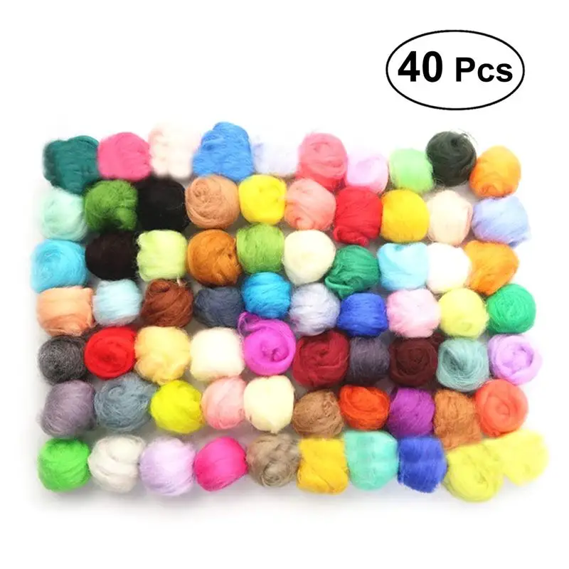 

40 Colors Merino Felting Wool 10g Soft Wool Fibre DIY Craft Materials Wool Roving for Sewing Trimming Needle Felting Craft