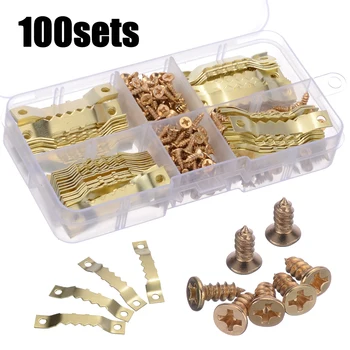 100 Sets 45*8mm Gold Saw Tooth Hangers Canvas Picture Frame Hooks + Screws Sawtooth Hangers For Hanging Picture Painting Mirror 
100 Sets 45*8mm Gold Saw Tooth Hangers Canvas Picture Frame Hooks + Screws Sawtooth Hangers For Hanging Picture Painting Mirror