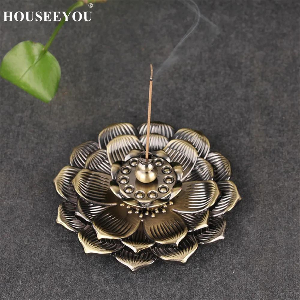 Creative Double Layer Lotus Stick Incense Burner Home Decor Aroma Censer Smell Removing Furnace Tea Room Decorations Crafts | Дом и сад