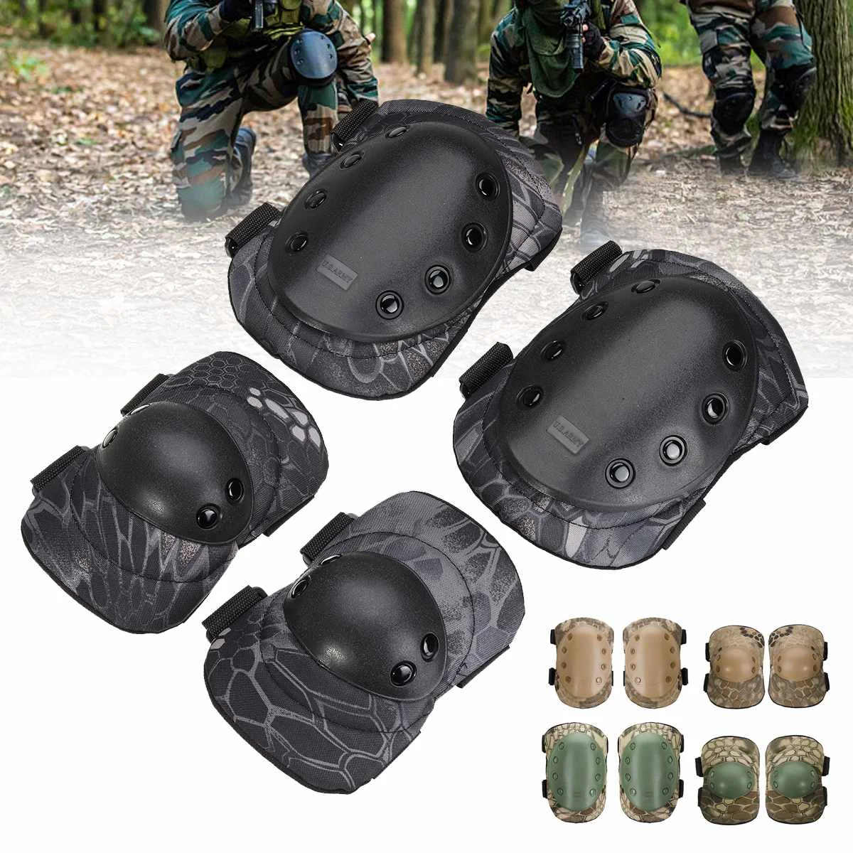 4pcs Army Tactical Paintball Airsoft Hunting Protection War Game Knee And Elbow Protector Knee Pads Elbow Pads Set
4pcs Army Tactical Paintball Airsoft Hunting Protection War Game Knee And Elbow Protector Knee Pads Elbow Pads Set