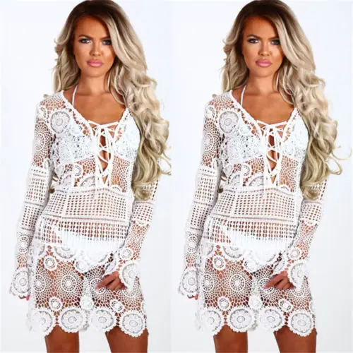 High Quality Women Bathing Suit Lace Crochet Lace Floral Cover Up Lady 2019 Summer Beach Dress
High Quality Women Bathing Suit Lace Crochet Lace Floral Cover Up Lady 2019 Summer Beach Dress