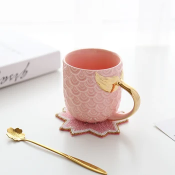 Beautiful Pink Aquamarine Coffee Mug Mermaid Gold Fishtail Handle Coffe Tea Milk Cup Sea-maid Best Tumbler Gift For Girl Lover
Beautiful Pink Aquamarine Coffee Mug Mermaid Gold Fishtail Handle Coffe Tea Milk Cup Sea-maid Best Tumbler Gift For Girl Lover