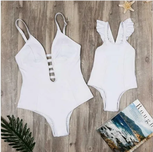 New Mother and Daughter Family Match Swimsuit Solid White Bandage Swimwear Beachwear One Pieces Suits
New Mother and Daughter Family Match Swimsuit Solid White Bandage Swimwear Beachwear One Pieces Suits