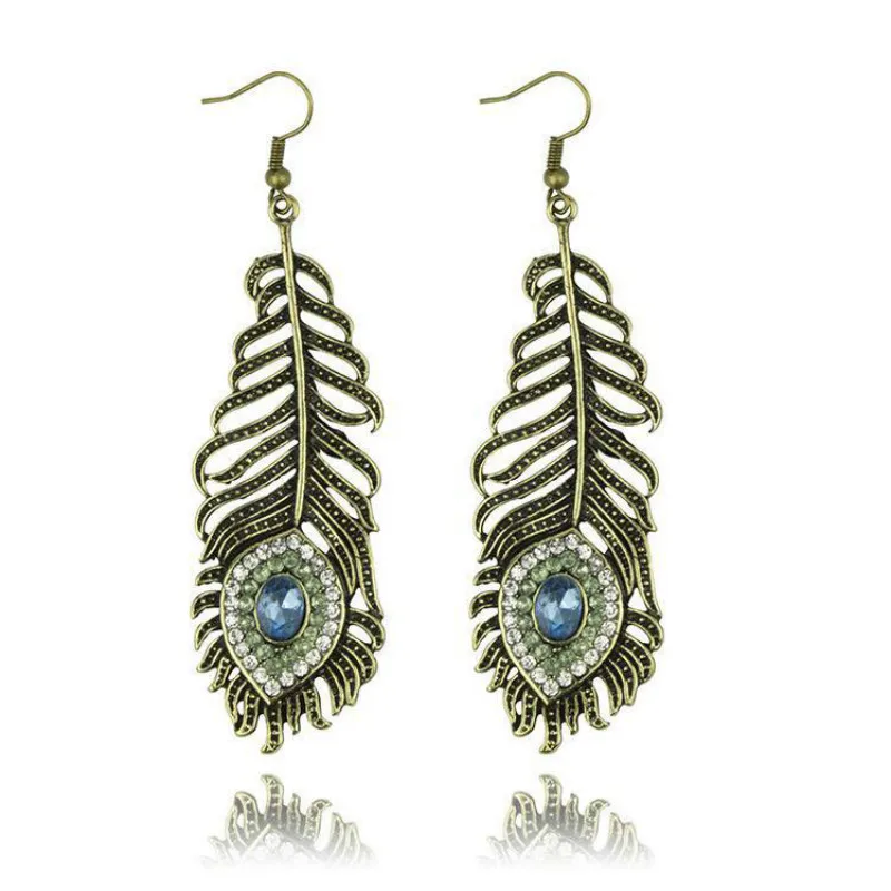 Fashion Vintage Crystal Feather Earrings Women Boho Rhinestone Long Dangle Earrings Boucles D'oreilles Oorbellen
Fashion Vintage Crystal Feather Earrings Women Boho Rhinestone Long Dangle Earrings Boucles D'oreilles Oorbellen