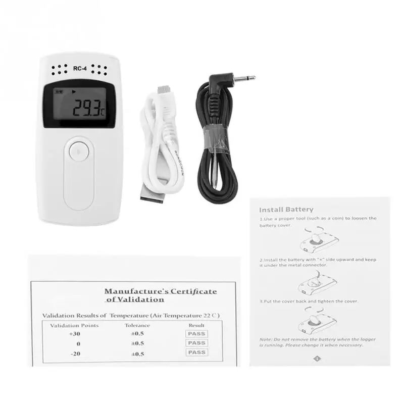 1 Set RC-4 Temperature Data Logger Reusable Recorder for Cold Chain Storage with External Sensor USB Temperature Record
1 Set RC-4 Temperature Data Logger Reusable Recorder for Cold Chain Storage with External Sensor USB Temperature Record