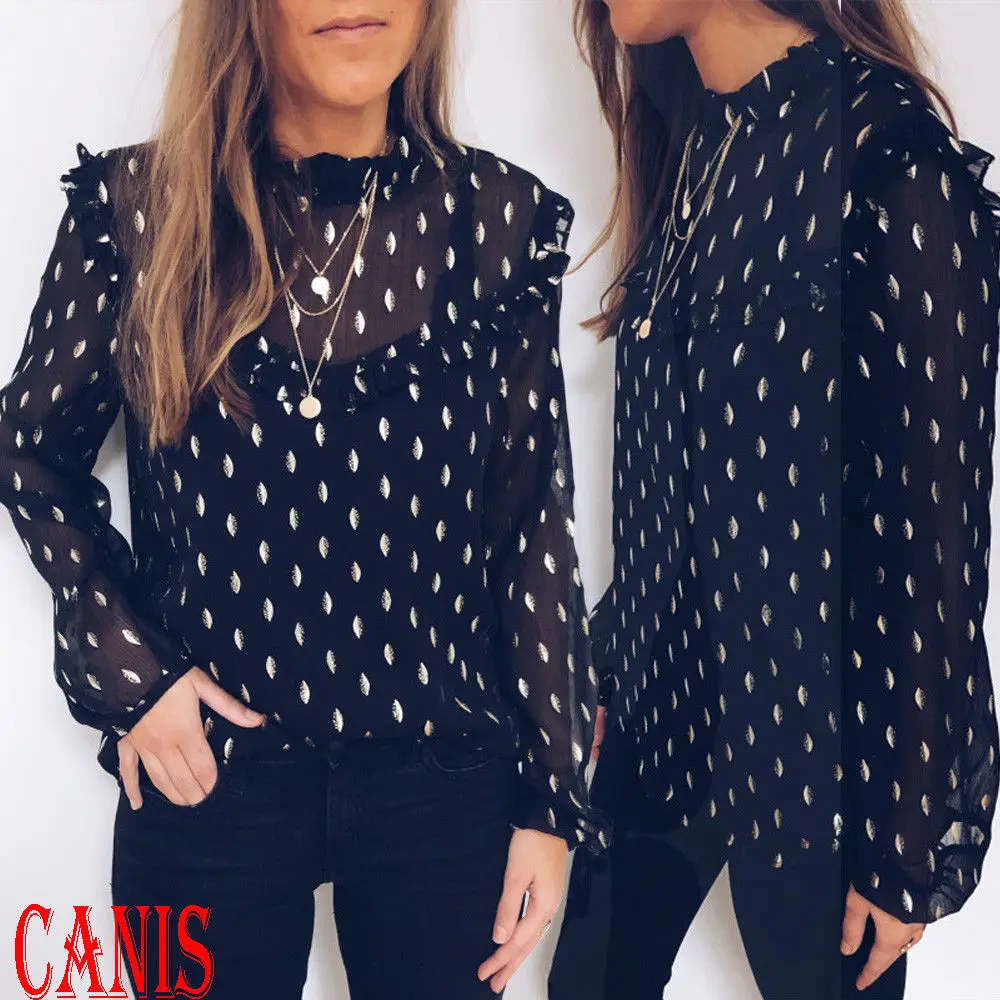 Women 2019 Fashion Long Sleeve Dots Round Ruffles Collar Office Shirt Chiffon Blouse Shirt Casual Top Plus Size Blusas Femininas
Women 2019 Fashion Long Sleeve Dots Round Ruffles Collar Office Shirt Chiffon Blouse Shirt Casual Top Plus Size Blusas Femininas