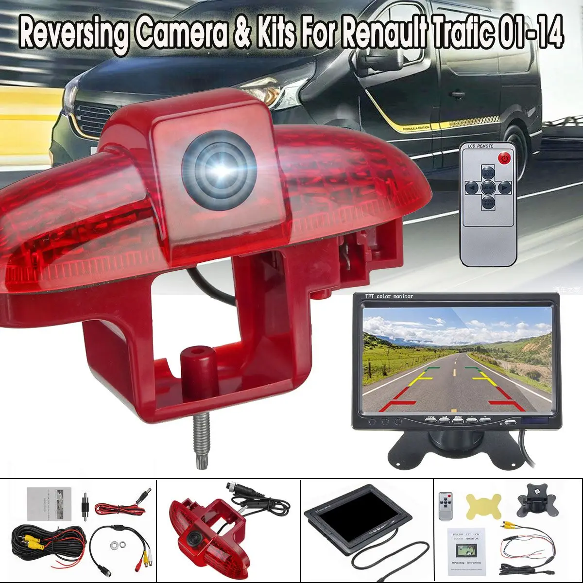 170 Degrees Car Rear View Reverse Reversing Backup Camera & 7inch Monitor For Renault Trafic 2001-2014 10M Extension Cable
170 Degrees Car Rear View Reverse Reversing Backup Camera & 7inch Monitor For Renault Trafic 2001-2014 10M Extension Cable