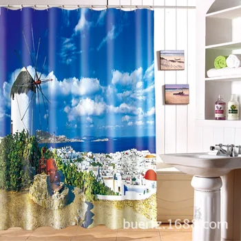 Sea view houses 3D printing partition waterproof personality shower curtain cool shower curtains bathroom curtain
Sea view houses 3D printing partition waterproof personality shower curtain cool shower curtains bathroom curtain