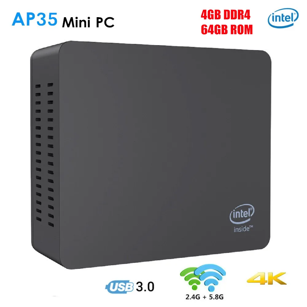 

AP35 Office Mini PC Intel Apollo Lake J3355 Intel HD Graphics 500 4GB DDR4 64GB ROM 2.4G/5.8G WiFi 1000Mbps USB3.0 BT4.0 TV Box