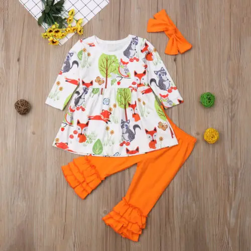Toddler Baby Girls Clothes Floral Fox Tops Dress Long Pants Headband Outfits Children Set Clothes
Toddler Baby Girls Clothes Floral Fox Tops Dress Long Pants Headband Outfits Children Set Clothes