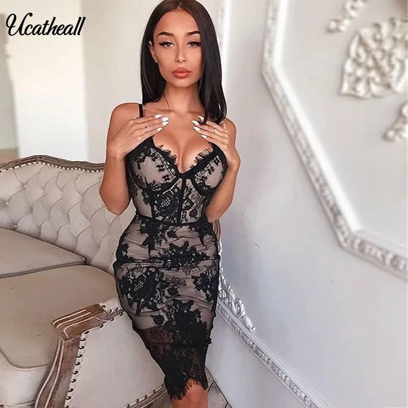 Sexy Embroidered Women Lace Dress Strap Sheath Bodycon Bandage Dress Hollow Out Backless V Neck Party NightClub Vestidos
Sexy Embroidered Women Lace Dress Strap Sheath Bodycon Bandage Dress Hollow Out Backless V Neck Party NightClub Vestidos