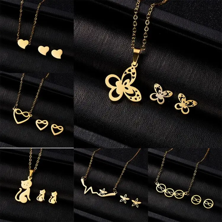Luxury Gold Color Women Infinite Owl Love Heart Fatima Hand Necklace Earrings Stainless Steel Bridal Wedding Jewelry Sets
Luxury Gold Color Women Infinite Owl Love Heart Fatima Hand Necklace Earrings Stainless Steel Bridal Wedding Jewelry Sets