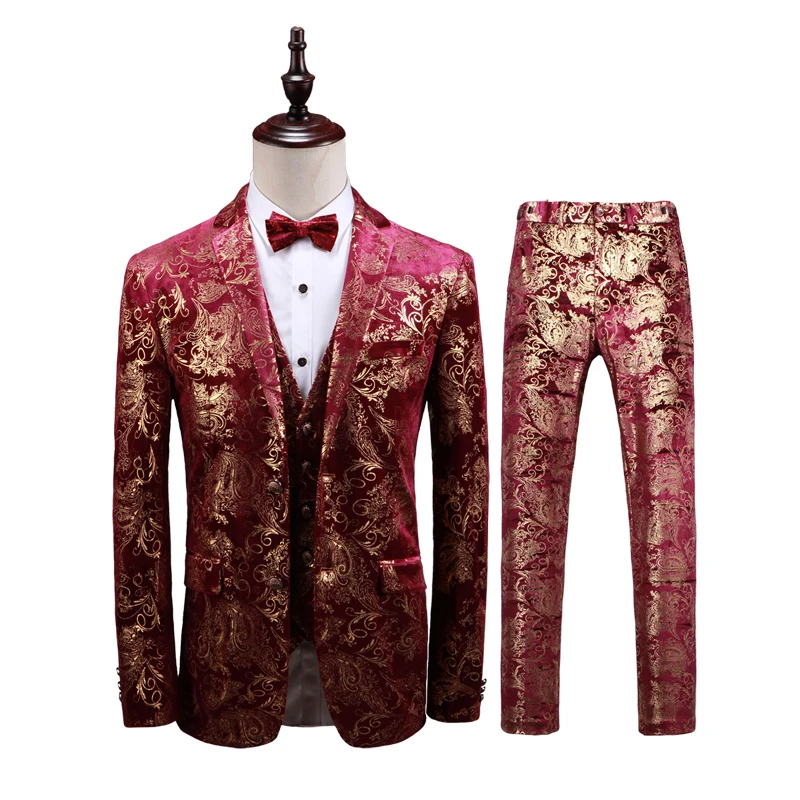 3piece Suit Men Plus Size Korean Fashion Men Floral Suits Slim Fit Gentlemen Dress Suits Night Club Singer/Host Stage Costume
3piece Suit Men Plus Size Korean Fashion Men Floral Suits Slim Fit Gentlemen Dress Suits Night Club Singer/Host Stage Costume
