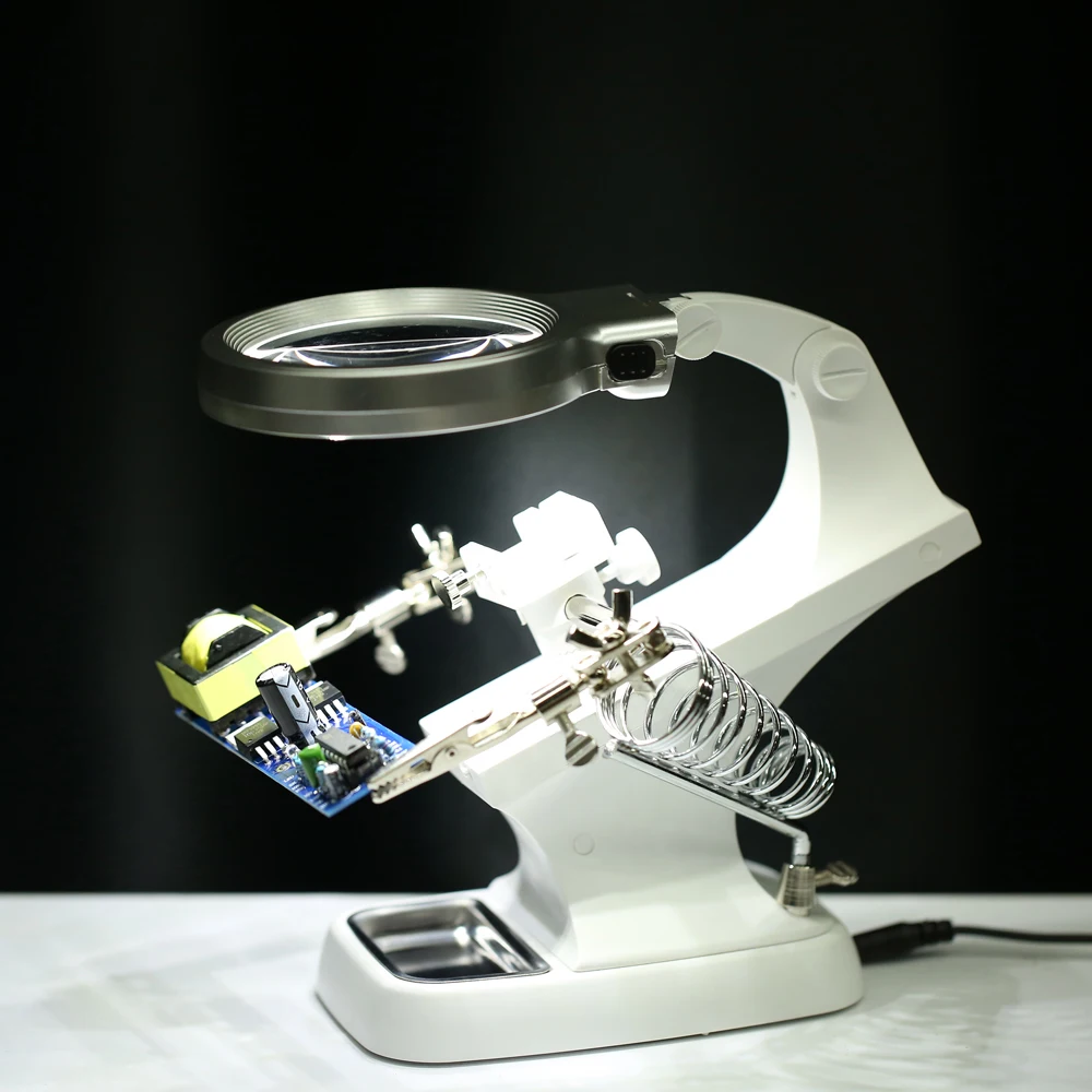 Multi-functional 3X/4.5X Welding LED Magnifier Alligator Clip Holder Clamp Helping Hand Soldering Repair Mgnifying Tool
Multi-functional 3X/4.5X Welding LED Magnifier Alligator Clip Holder Clamp Helping Hand Soldering Repair Mgnifying Tool