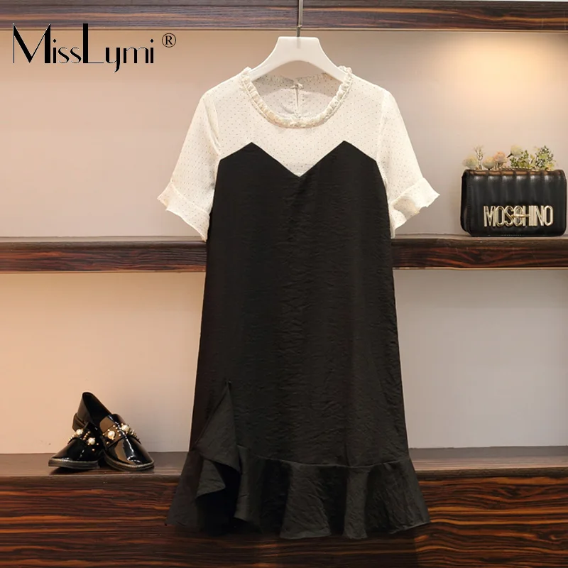 L-4XL Plus Size Women Mini Dress Summer 2019 Cute Polka Dot Short Sleeve Chiffon Patchwork Loose Casual Ruffle Dresses
L-4XL Plus Size Women Mini Dress Summer 2019 Cute Polka Dot Short Sleeve Chiffon Patchwork Loose Casual Ruffle Dresses