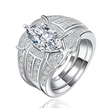 Huitan 3PC Engagement Ring Set with Marquise Cut Cubic Zirconia Luxury Jewelry Eternity Wedding Rings for Women New Year Gift
Huitan 3PC Engagement Ring Set with Marquise Cut Cubic Zirconia Luxury Jewelry Eternity Wedding Rings for Women New Year Gift
