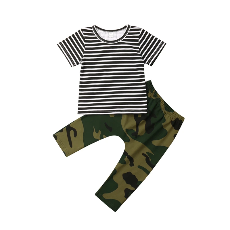 Baby Boy Newborn Clothes Striped T-shirt Top+Camouflage Pants Casual Infant Boy Clothes Boys Clothing Set Toddler Set Outfits
Baby Boy Newborn Clothes Striped T-shirt Top+Camouflage Pants Casual Infant Boy Clothes Boys Clothing Set Toddler Set Outfits