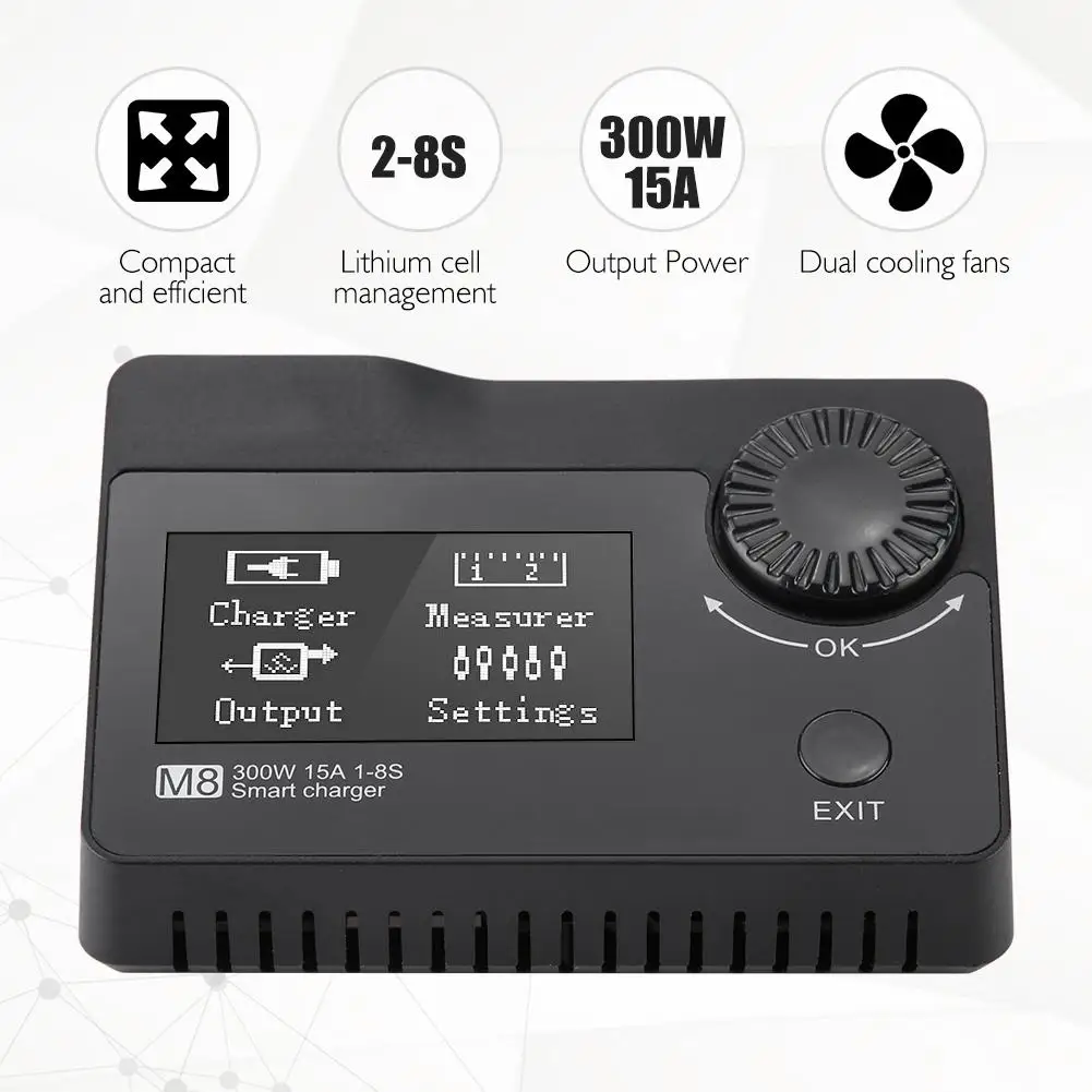 ToolkitRC M8 300W 15A 2-8S LiPo Battery Charger Discharger Cell Checker Servo Tester Lipo Battery for RC FPV Racing Drone
ToolkitRC M8 300W 15A 2-8S LiPo Battery Charger Discharger Cell Checker Servo Tester Lipo Battery for RC FPV Racing Drone