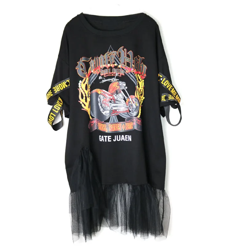 Fashion Ribbon Design Patchwork Mesh Dress Women 2019 New Street Style Cartoon Print Short Sleeve T-shirt Summer Dress
Fashion Ribbon Design Patchwork Mesh Dress Women 2019 New Street Style Cartoon Print Short Sleeve T-shirt Summer Dress