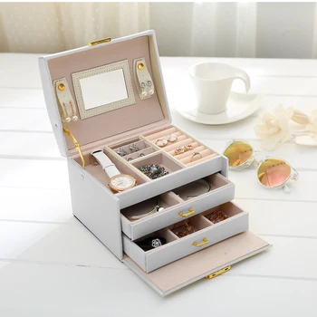 Makeup Pouch Three-layer Cosmetic Storage Box Leather Jewelry Box Automatic For Women Earring Ring Organizer Cosmetic Decoration
Makeup Pouch Three-layer Cosmetic Storage Box Leather Jewelry Box Automatic For Women Earring Ring Organizer Cosmetic Decoration