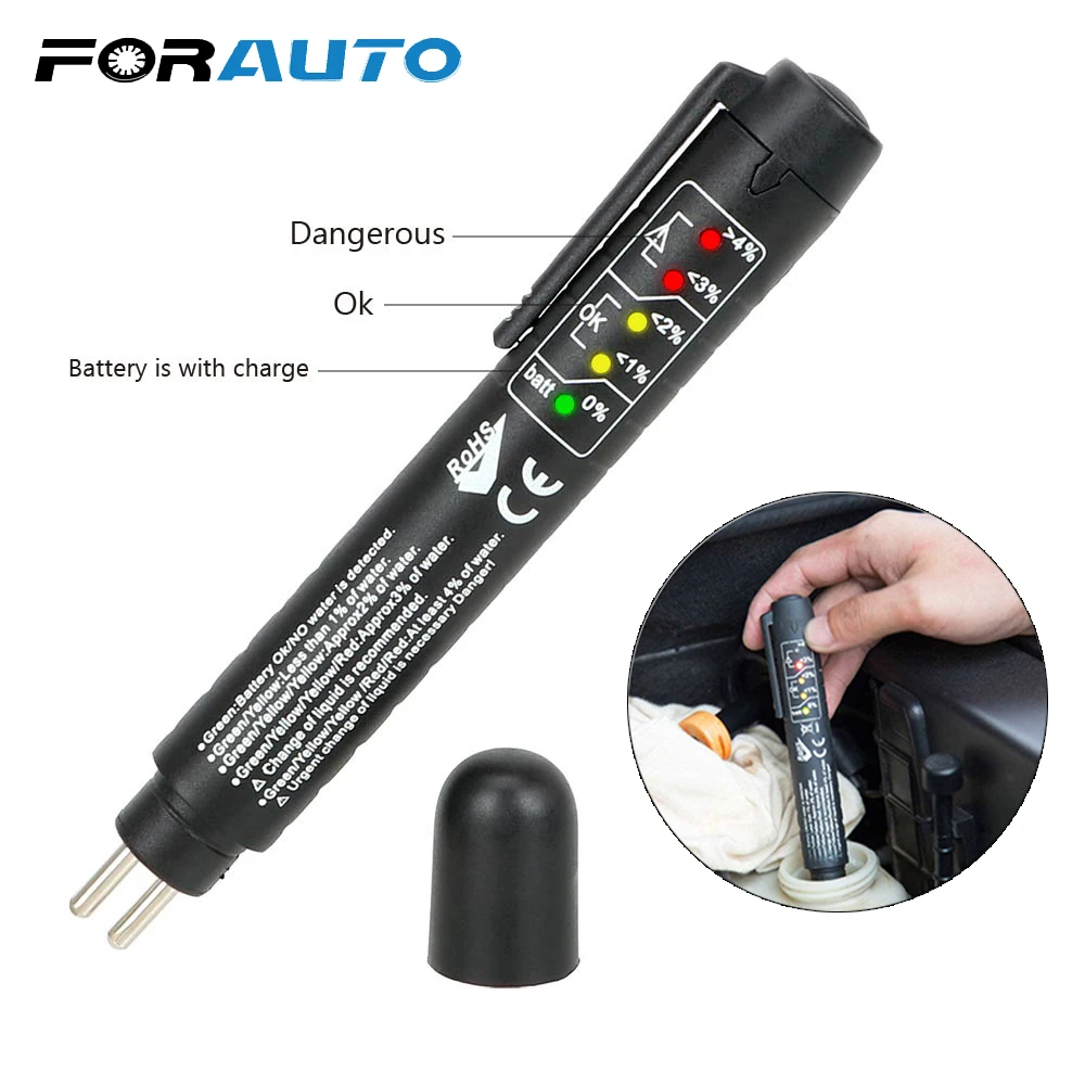 Auto Liquid Testing Brake Fluid Tester Pen Brake Fluid Tester Digital for DOT3/DOT4 Mini Electronic Pen 5 LED Indicator Display
Auto Liquid Testing Brake Fluid Tester Pen Brake Fluid Tester Digital for DOT3/DOT4 Mini Electronic Pen 5 LED Indicator Display