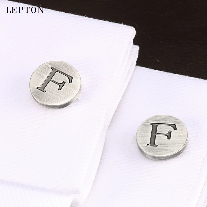 

Lepton Letters of an alphabet F Cufflinks For Mens Classic Antique Silver plated Letters F cuff links Men shirt cuffs Cufflink