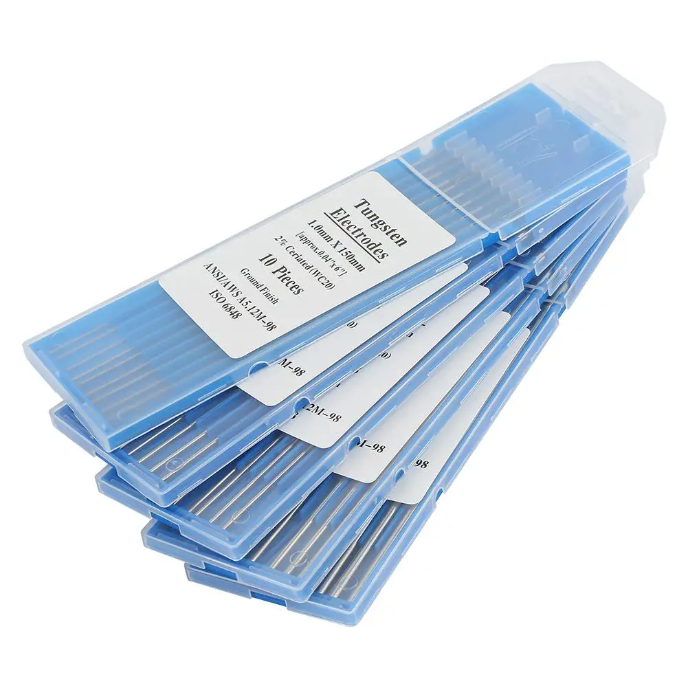 10pcs/box Cerium Tungsten Electrodes Rods 1.0/1.6/2.4/3.2mm WC20 TIG for Stainless Steel Carbon Lanthanum Welding Soldring Set
10pcs/box Cerium Tungsten Electrodes Rods 1.0/1.6/2.4/3.2mm WC20 TIG for Stainless Steel Carbon Lanthanum Welding Soldring Set