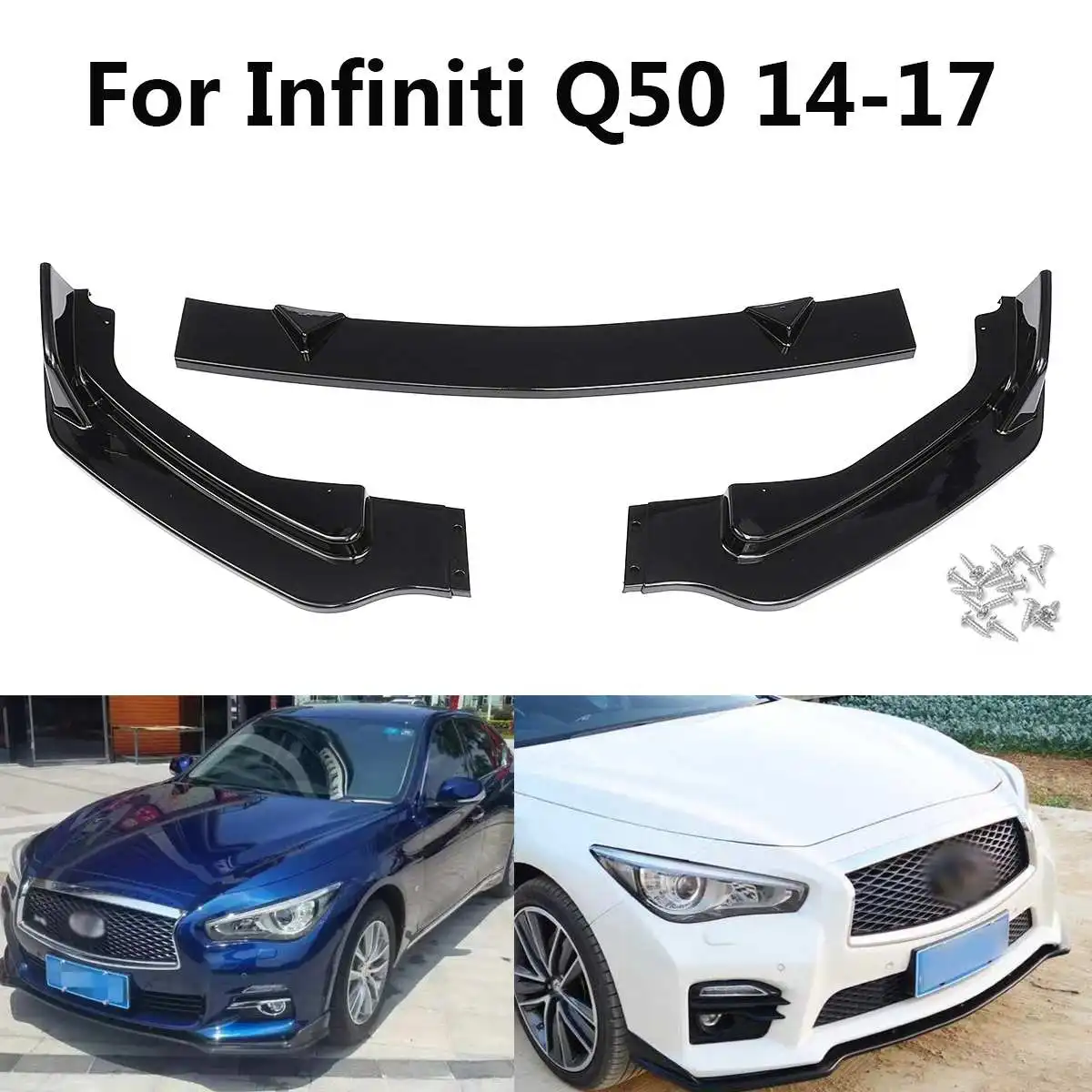 New 3PCS PP Base Model Front Bumper Lip Spoiler Gloss Black for Infiniti Q50 14-17 Auto Exterior Parts Styling Mouldings Spoiler
New 3PCS PP Base Model Front Bumper Lip Spoiler Gloss Black for Infiniti Q50 14-17 Auto Exterior Parts Styling Mouldings Spoiler
