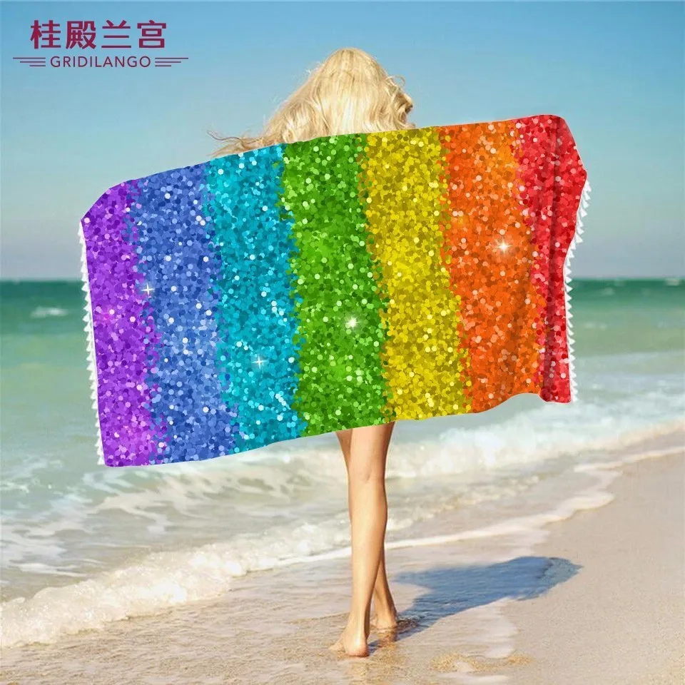 Bling Glitter Sequin Rainbow Rectangle Bath Towels Microfiber Beach Towels With Tassel Colorful for Adult Kids Gift Dropshipping
Bling Glitter Sequin Rainbow Rectangle Bath Towels Microfiber Beach Towels With Tassel Colorful for Adult Kids Gift Dropshipping
