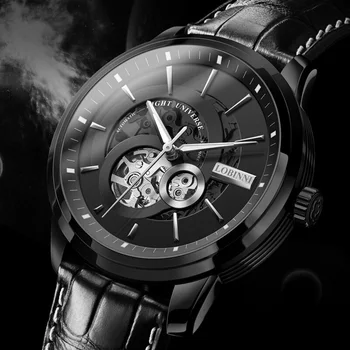 Watch Men Switzerland LOBINNI Automatic Skeleton Mechanical Men Watches Leather Sapphire Relogio Masculino Waterproof L5015-2
Watch Men Switzerland LOBINNI Automatic Skeleton Mechanical Men Watches Leather Sapphire Relogio Masculino Waterproof L5015-2