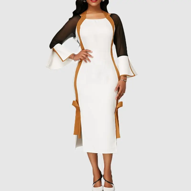 Vintage White Office Lady Elegant Party Simple Plus Size Women Dresses Casual Retro Flare Sleeve Split Mesh Female Pencil Dress
Vintage White Office Lady Elegant Party Simple Plus Size Women Dresses Casual Retro Flare Sleeve Split Mesh Female Pencil Dress