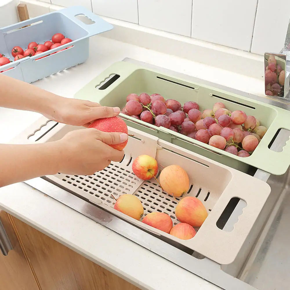1 pc Retractable Vegetable Fruit Washing Drain Basket Wheat Straw Sink Drain Rack Strainer Drying Rack Kicthen Storage
1 pc Retractable Vegetable Fruit Washing Drain Basket Wheat Straw Sink Drain Rack Strainer Drying Rack Kicthen Storage
