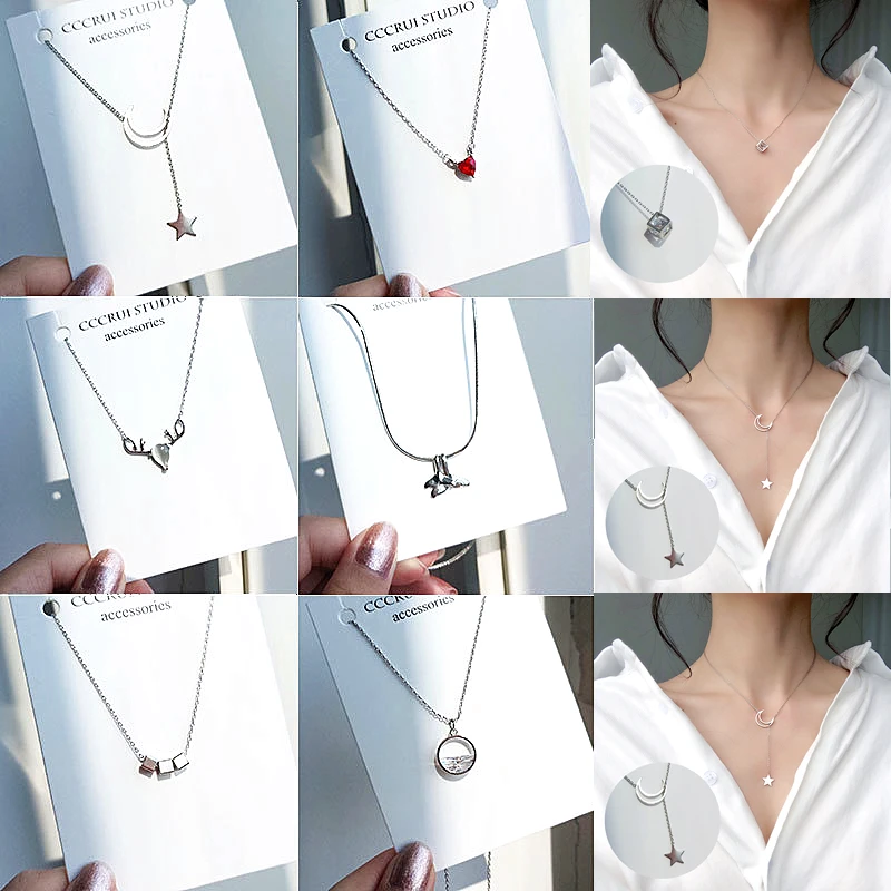 Fashion Tiny Dainty Necklaces for Women Jewelry Multilayer Moon Star Pendants Silver Color Choker Cross Ethnic Girlfriend Gift
Fashion Tiny Dainty Necklaces for Women Jewelry Multilayer Moon Star Pendants Silver Color Choker Cross Ethnic Girlfriend Gift