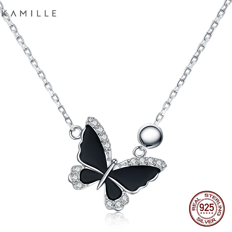 Kamille 925 Sterling Silver Necklace Black Enamel Butterfly Pendant Necklaces Jewelry Chain For Women Birthday Valentine's Day
Kamille 925 Sterling Silver Necklace Black Enamel Butterfly Pendant Necklaces Jewelry Chain For Women Birthday Valentine's Day
