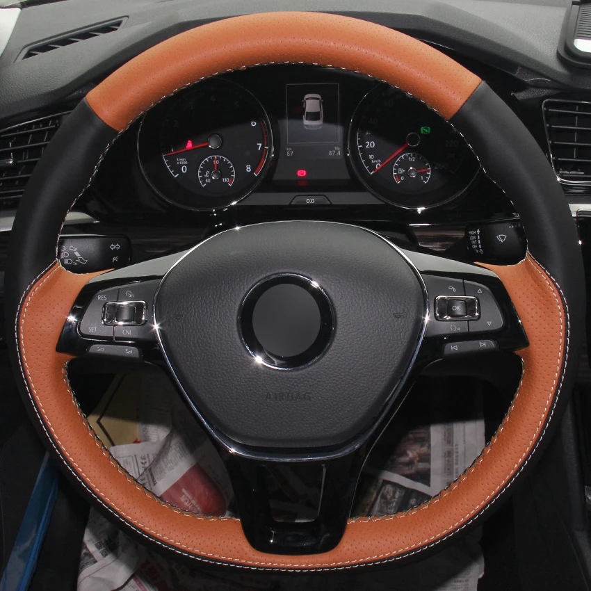 Black Brown Natural Leather Car Steering Wheel Cover for Volkswagen VW Golf 7 Mk7 New Polo Jetta Passat B8 Tiguan Sharan Touran
Black Brown Natural Leather Car Steering Wheel Cover for Volkswagen VW Golf 7 Mk7 New Polo Jetta Passat B8 Tiguan Sharan Touran