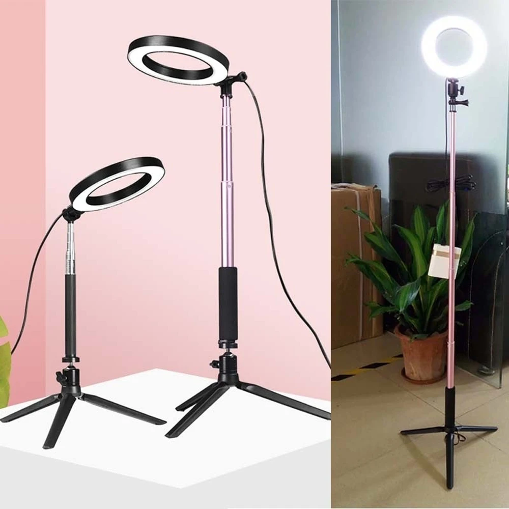 

Dimmable LED Studio Camera Ring Light Photo Phone Video Light Annular Lamp With Tripods Selfie Stick Ring Fill Light For Canon