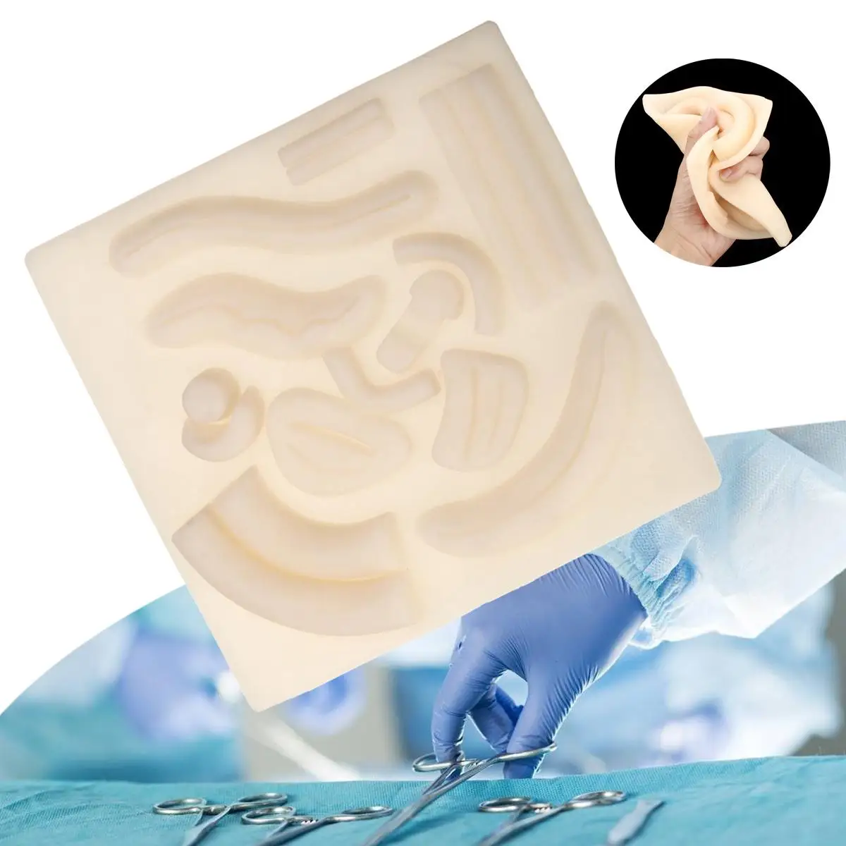 

Medical Suture Kit 3D Peritoneoscope Laparoscopic Skin Suture Pad Model Set Wound Surgical Training Kit for Student Practice
