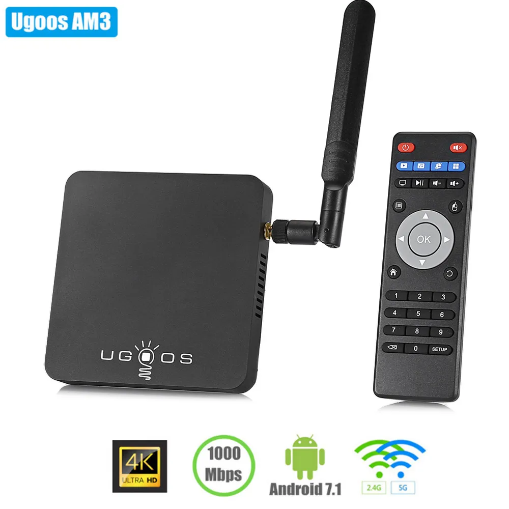UGOOS AM3 Smart TV Box Amlogic S912 Android7.1 2GB RAM + 16GB ROM 2.4G + 5G WiFi 1000Mbps BT4.0 Support 4K H.265
UGOOS AM3 Smart TV Box Amlogic S912 Android7.1 2GB RAM + 16GB ROM 2.4G + 5G WiFi 1000Mbps BT4.0 Support 4K H.265