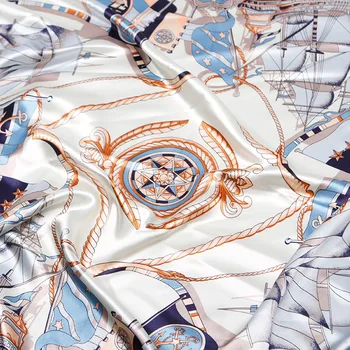 Women's 2019 spring and summer wild simple sailing print 90*90cm silk decorative square scarf
Women's 2019 spring and summer wild simple sailing print 90*90cm silk decorative square scarf