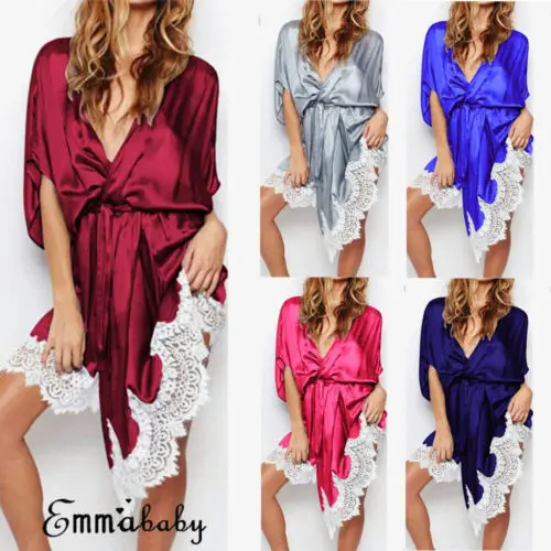 Women Sexy Silk Kimono Dressing Babydoll Lace Lingerie Belt Bath Robe Nightwear night dress sleepwear nightgown lingerie femme
Women Sexy Silk Kimono Dressing Babydoll Lace Lingerie Belt Bath Robe Nightwear night dress sleepwear nightgown lingerie femme