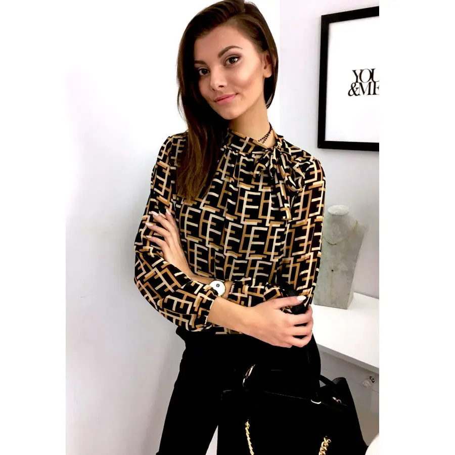 Geometric Print Bow Neck Blouses Tops Fashion Women Long Puff Sleeve Blouses Shirts Casual Loose Blouse Top Tee Women Clothing
Geometric Print Bow Neck Blouses Tops Fashion Women Long Puff Sleeve Blouses Shirts Casual Loose Blouse Top Tee Women Clothing