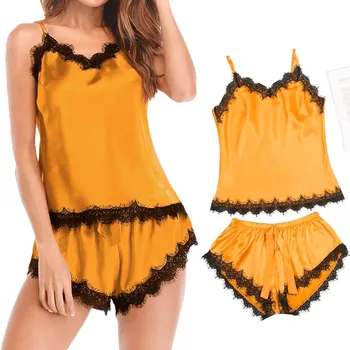 2pcs Pajama Sets Women Sexy Satin Lace Sleepwear V Neck Camisole Lingerie Set Nightdress Pajamas Set
2pcs Pajama Sets Women Sexy Satin Lace Sleepwear V Neck Camisole Lingerie Set Nightdress Pajamas Set