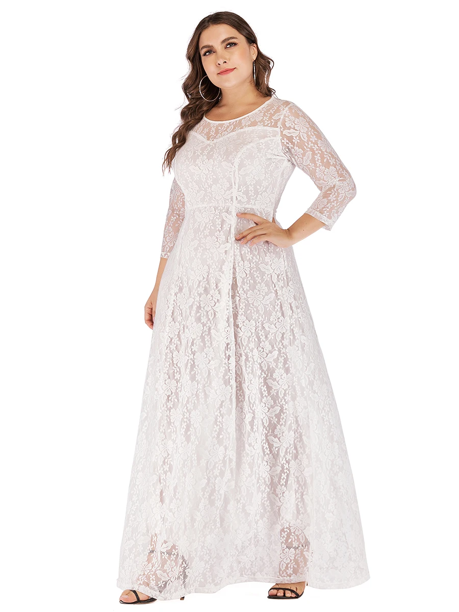 luxury wedding party dresses Women Ladies 4xl 5xl 6xl Plus Size 3/4 Sleeve Lace floral hollow out Long Dress solid color Dresses
luxury wedding party dresses Women Ladies 4xl 5xl 6xl Plus Size 3/4 Sleeve Lace floral hollow out Long Dress solid color Dresses