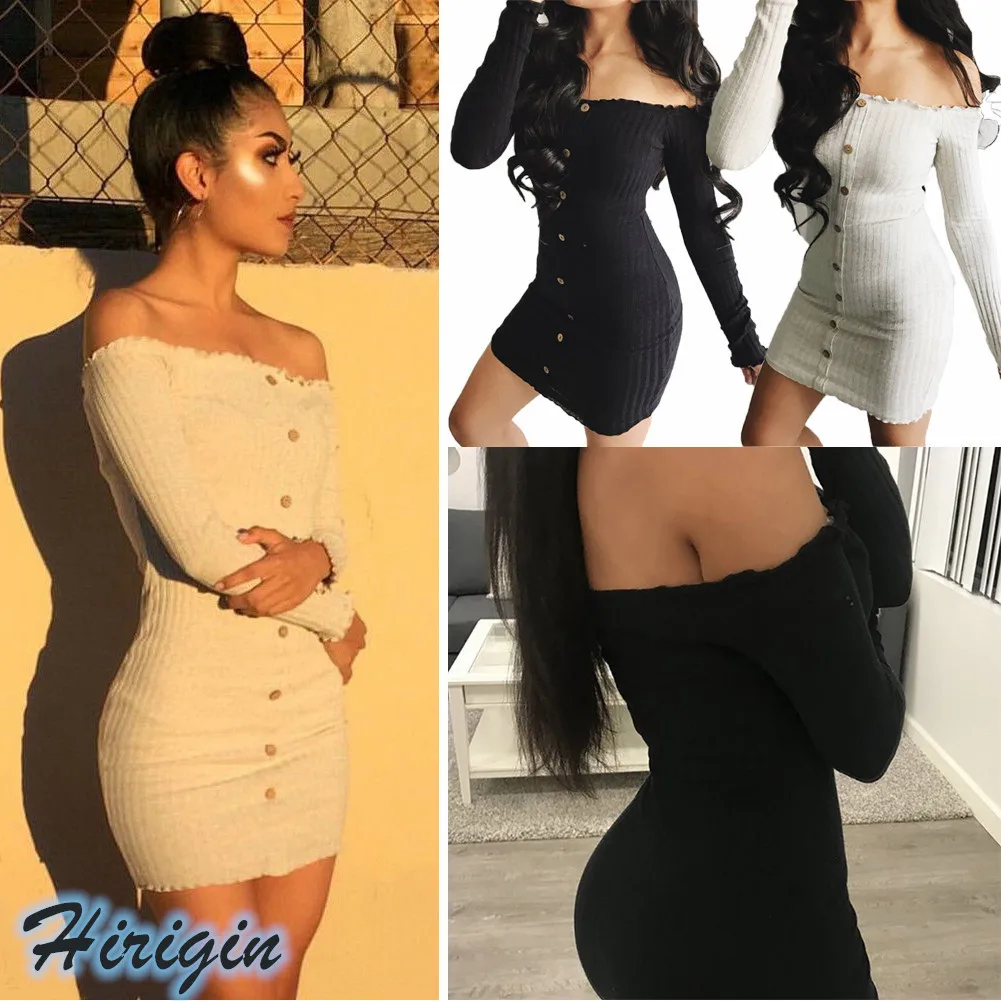 Summer Dresses HOT Summer Women's Slash Neck Off Shoulder Long Sleeve Skinny Mini Dress Casual Thin Knit Dress
Summer Dresses HOT Summer Women's Slash Neck Off Shoulder Long Sleeve Skinny Mini Dress Casual Thin Knit Dress