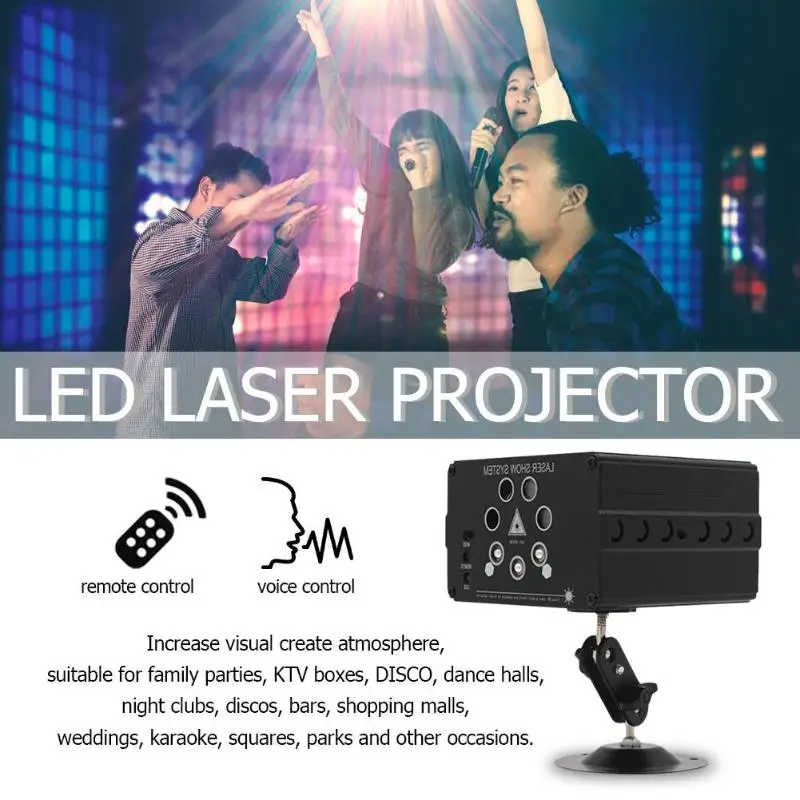 7 Holes LED Laser Stage Flash Light 120 Patterns Projector Voice Control DJ Disco KTV Party Club Lamp EU/US/AU/UK Plug
7 Holes LED Laser Stage Flash Light 120 Patterns Projector Voice Control DJ Disco KTV Party Club Lamp EU/US/AU/UK Plug