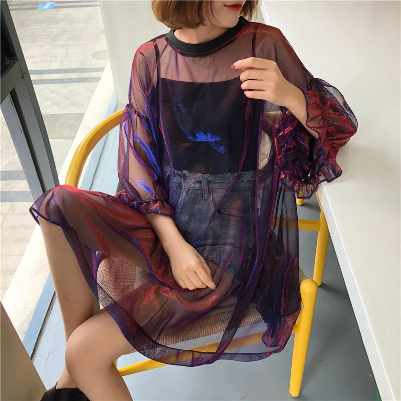 New summer Women's Clothing ulzzang perspective full Sun protection hotline bling tops + spaghetti strap Two sets Women's Sets
New summer Women's Clothing ulzzang perspective full Sun protection hotline bling tops + spaghetti strap Two sets Women's Sets
