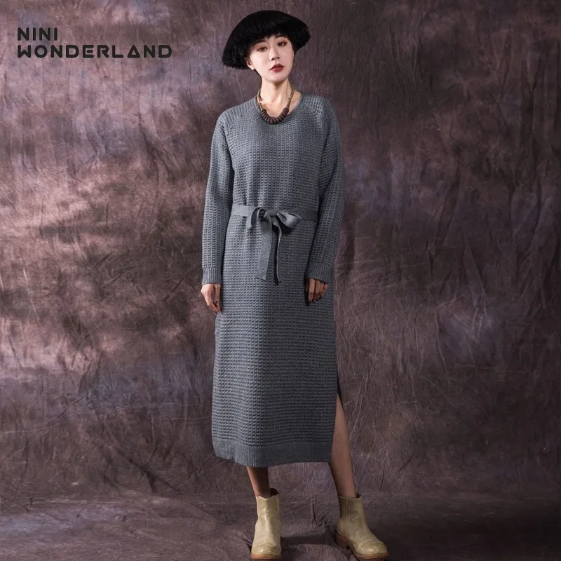 NINI WONDERLAND 2019 Autumn Winter Pullover Sweater Dress Women Knit Solid Fashion Sweater Coats Female Long Sweaters Big Size
NINI WONDERLAND 2019 Autumn Winter Pullover Sweater Dress Women Knit Solid Fashion Sweater Coats Female Long Sweaters Big Size