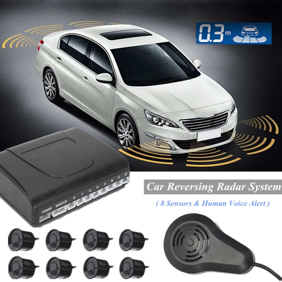 8 Sensors Voice Parking System Truck Car Reversing Assistance Backup Radar Buzzer System With Human Sound Alarm Kit Monitor
8 Sensors Voice Parking System Truck Car Reversing Assistance Backup Radar Buzzer System With Human Sound Alarm Kit Monitor