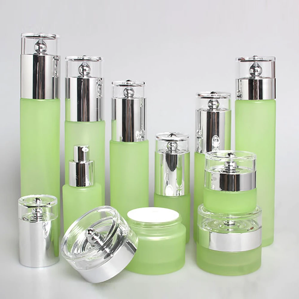 

skincare bottle cream jar 30g empty green face cream cosmetic containers 30ml wholesale travel refillable bottles